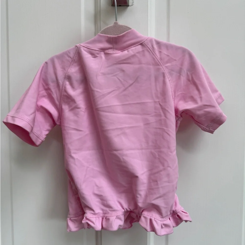 NWOT Kiko and Max L 2T Girls Pink Whale Rashguard Short Sleeve Bathing suit Top
